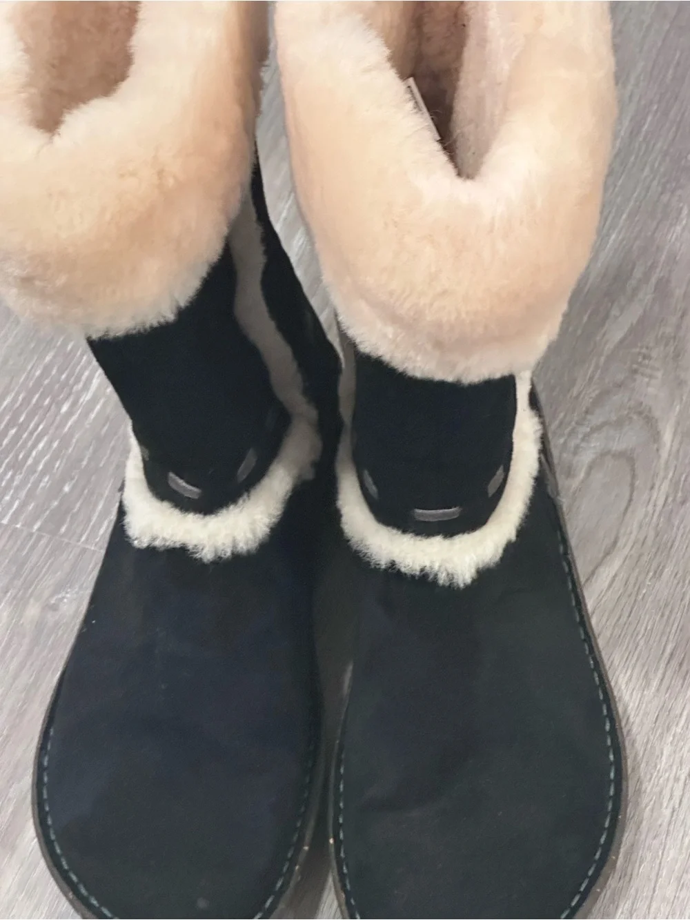 UGG Black Suede Tall Shearling-Lined Winter Boots